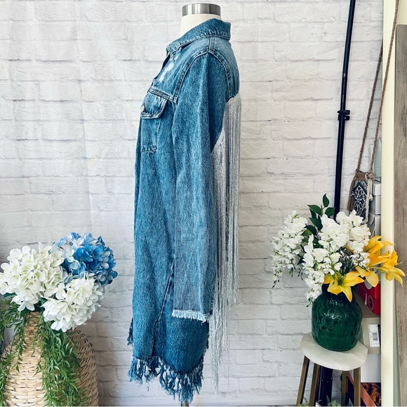Long Tassel Back Denim Jacket - Picture 13 of 16